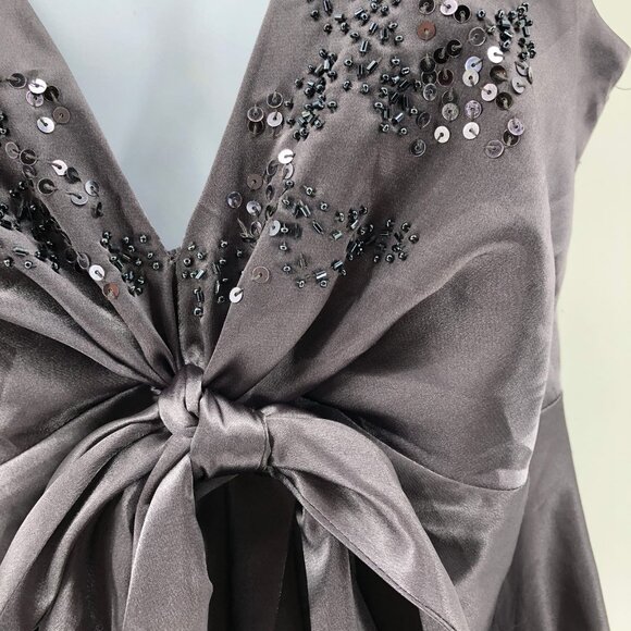 Dynamite Gray All Seasons Tank Top | V-Neck with Bow Accent - Picture 4 of 4